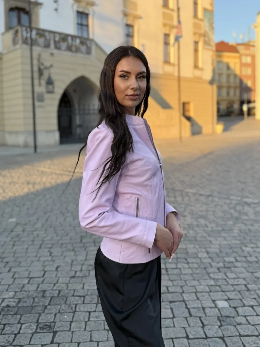Becca Levande – Dámská kožená bunda levandulová - Obrázek 3