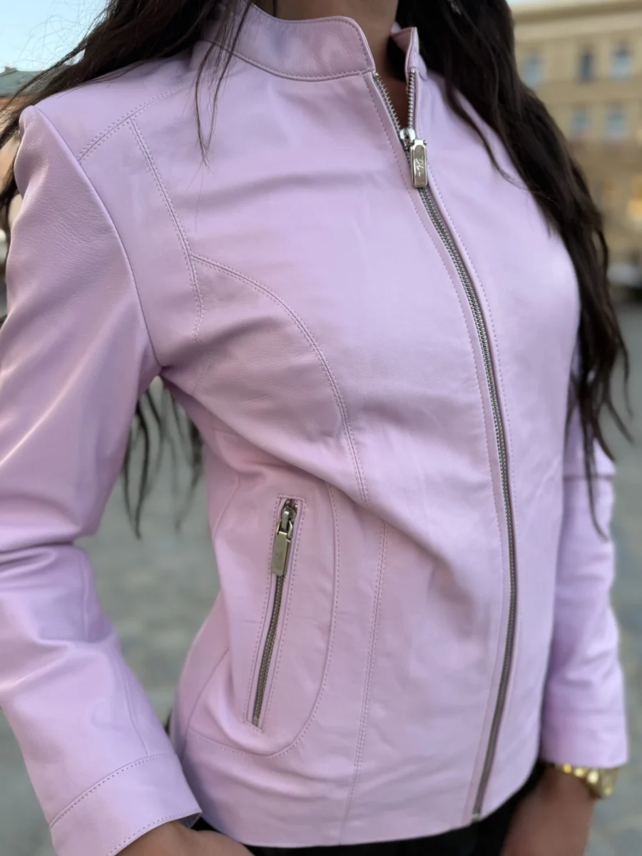 Becca Levande – Dámská kožená bunda levandulová - Obrázek 5