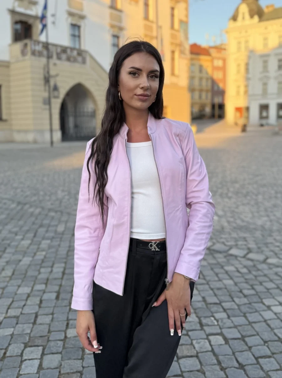 Becca Levande – Dámská kožená bunda levandulová - Obrázek 4