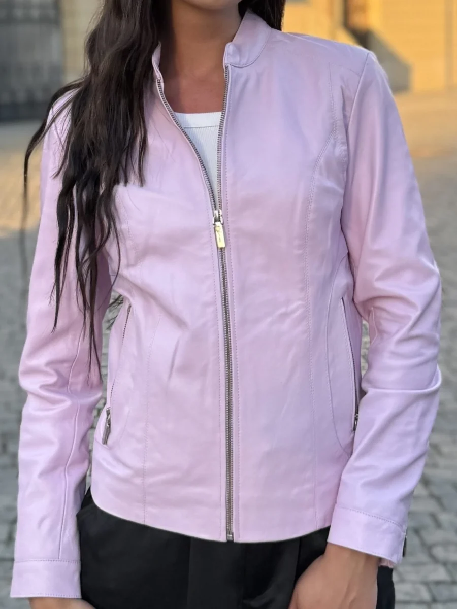 Becca Levande – Dámská kožená bunda levandulová - Obrázek 2