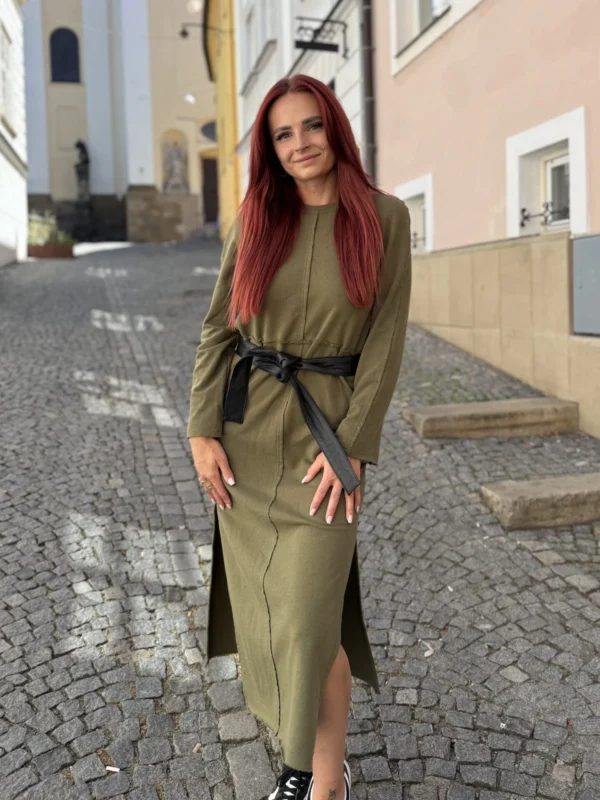 Lorein - Dámské bavlněné šaty olivové