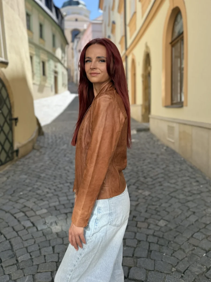 Becca Wood Brown – Kožená bunda hnědá - Obrázek 3
