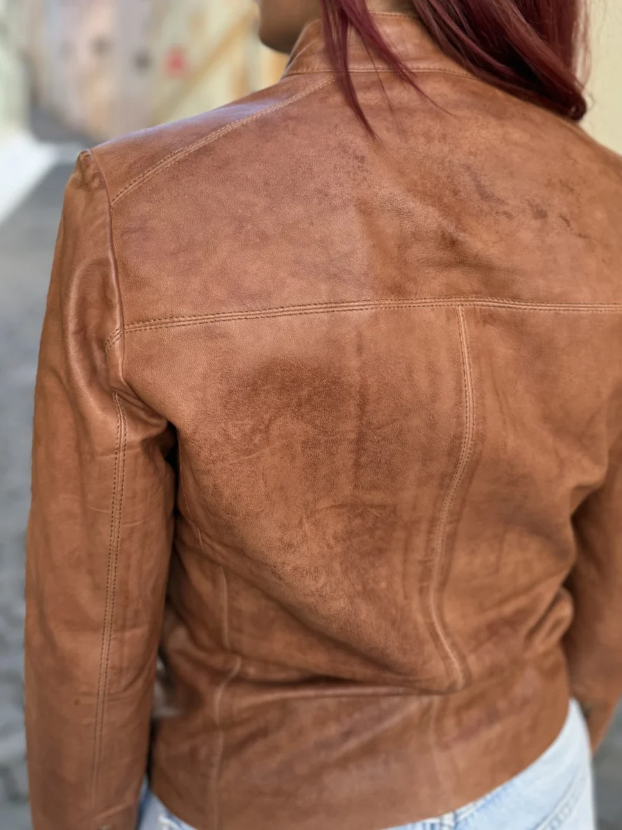 Becca Wood Brown – Kožená bunda hnědá - Obrázek 7