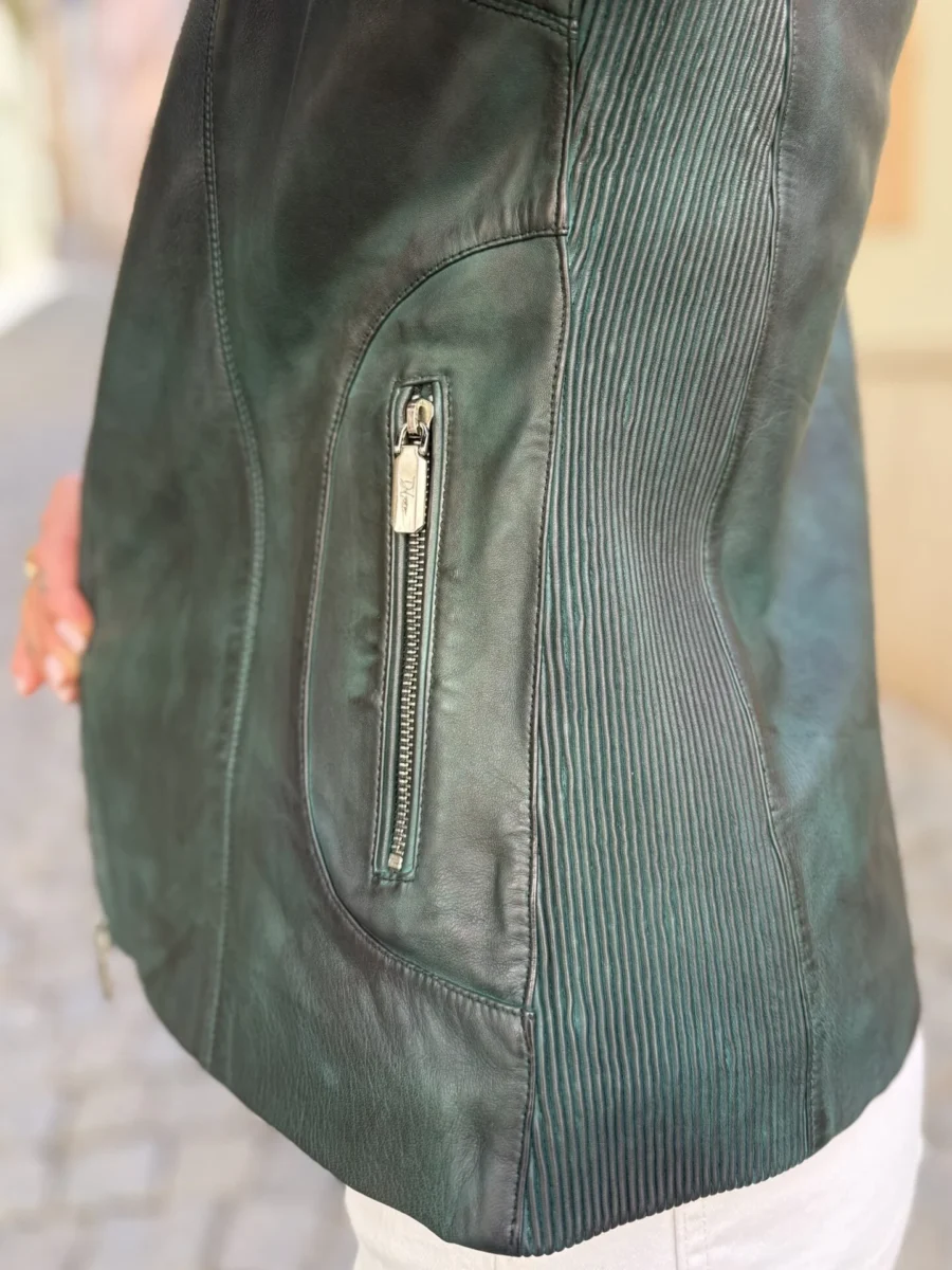 Becca Flexi Emerald Green – Dámská kožená bunda lahvově zelená - Obrázek 5