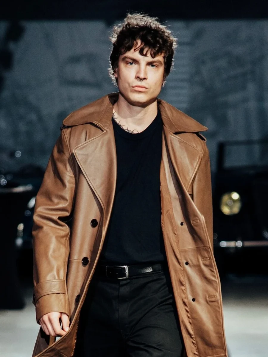 René Beige 2.0 - Dvouřadý kožený kabát beige - Obrázek 5