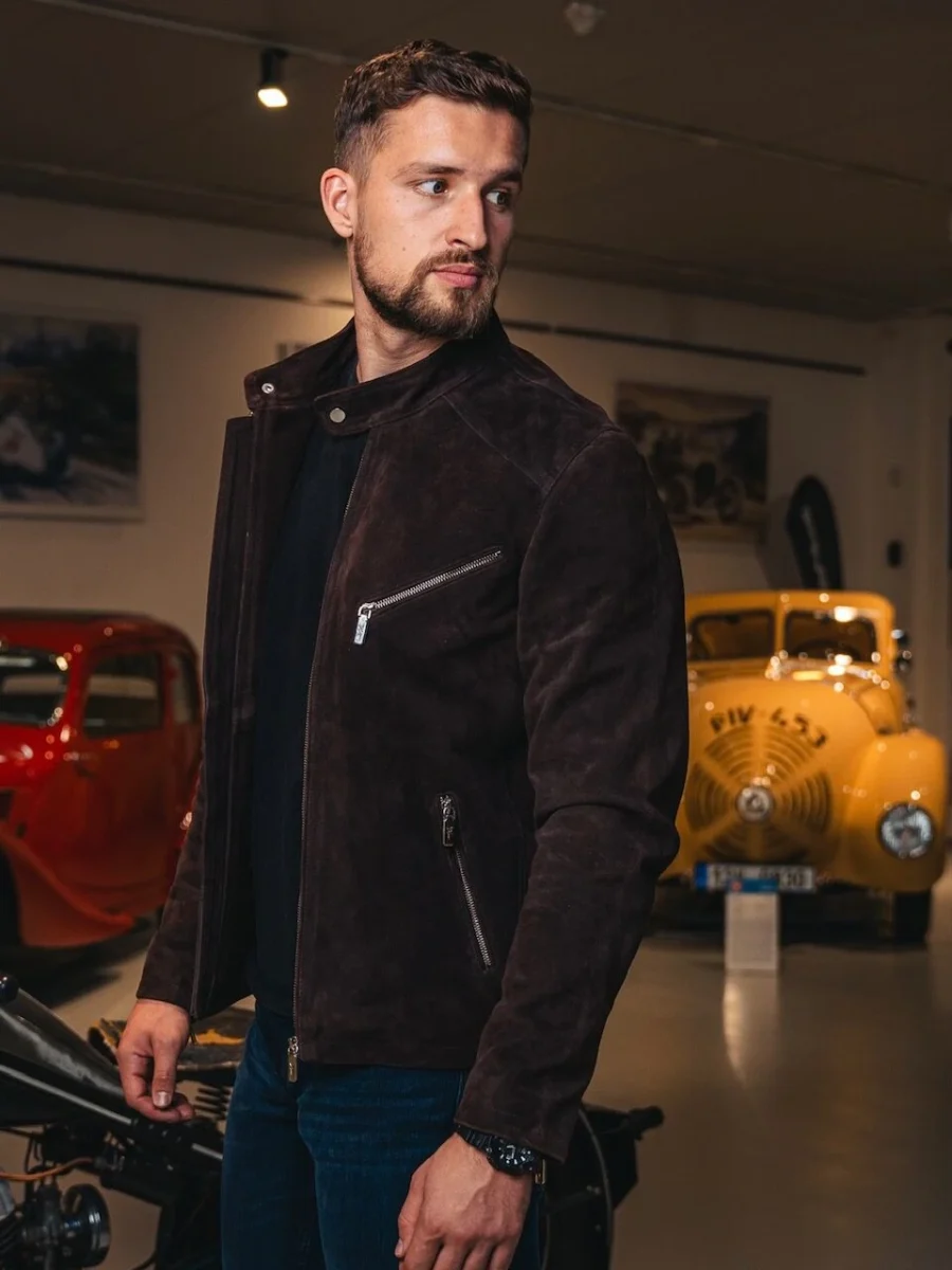 Marco Suede Brown – Kožená bunda hnědá semiš - Obrázek 4
