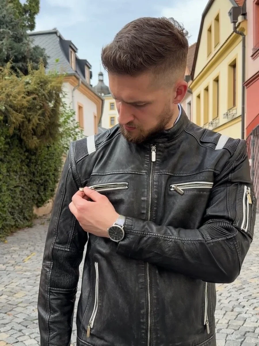 sportovni kozena bunda