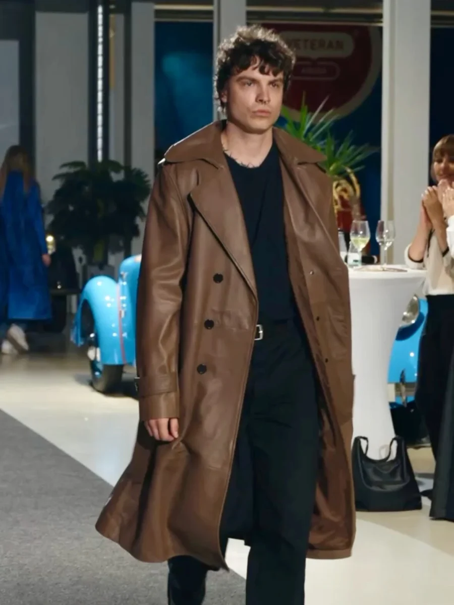 René Beige 2.0 - Dvouřadý kožený kabát beige - Obrázek 7