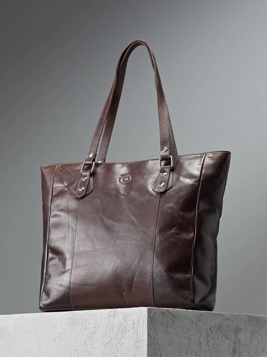 Emma Brown - dámská kožená shopper kabelka hnědá - Obrázek 8