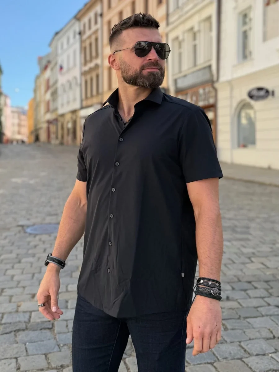 Pure Short Black – pánská funkční košile černá - Obrázek 5