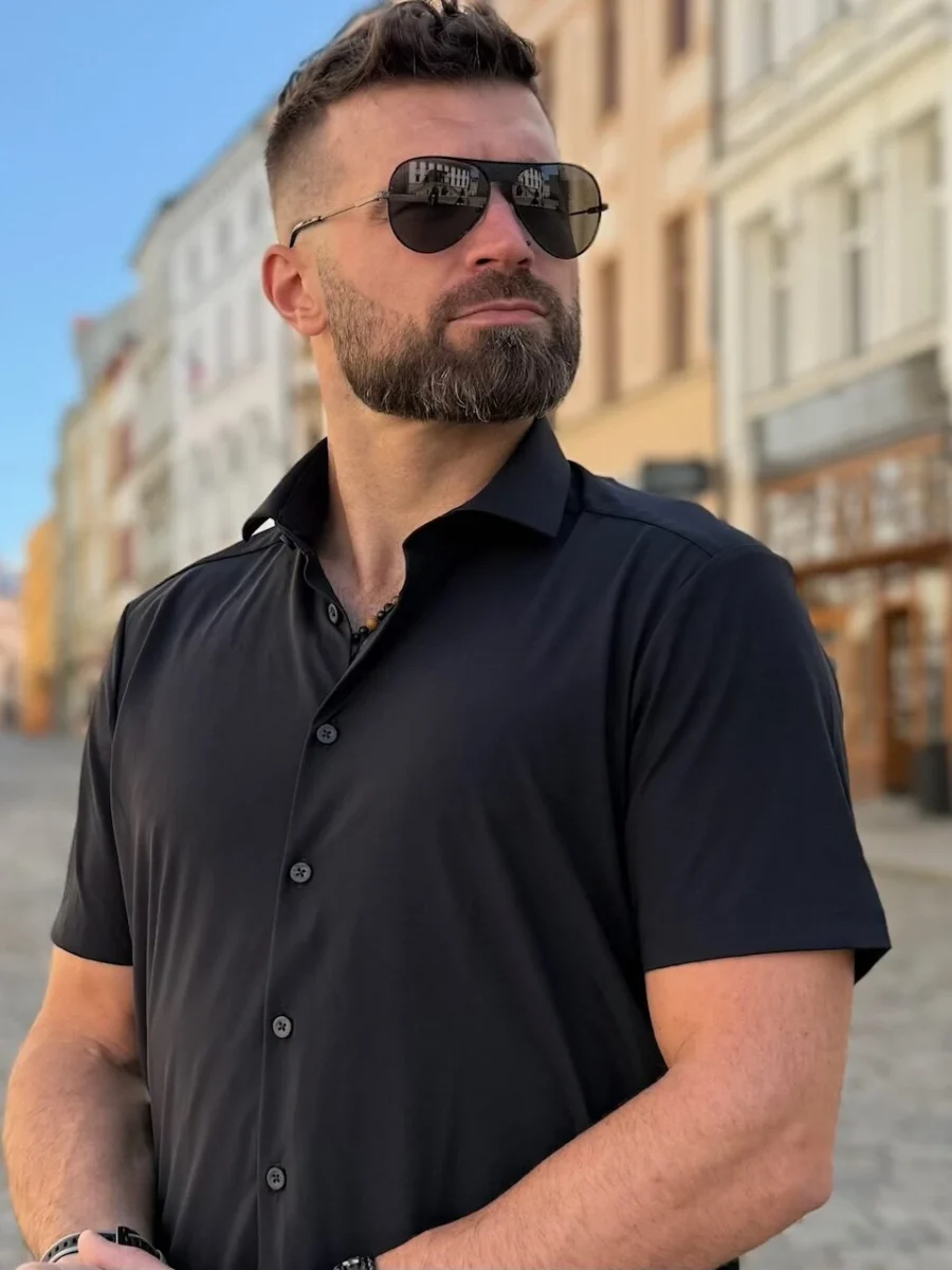 Pure Short Black – pánská funkční košile černá - Obrázek 2
