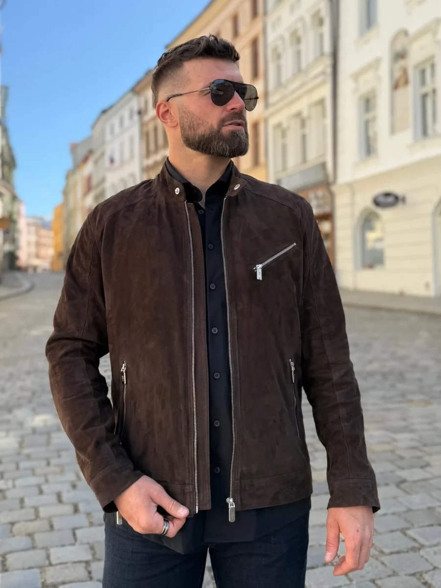 Marco Suede Brown – Kožená bunda hnědá semiš - Obrázek 10