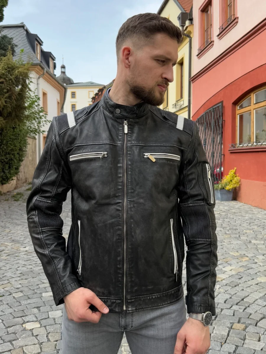 Hamilton supersport black 2.0 – sportovní kožená bunda a vesta (2v1) černá vinage - Obrázek 9