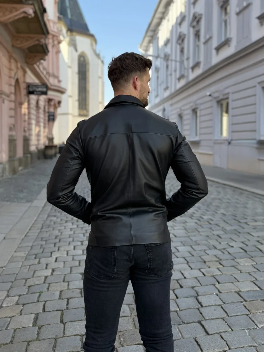 Delon 99 black – Kožená bunda s límcem - Obrázek 5