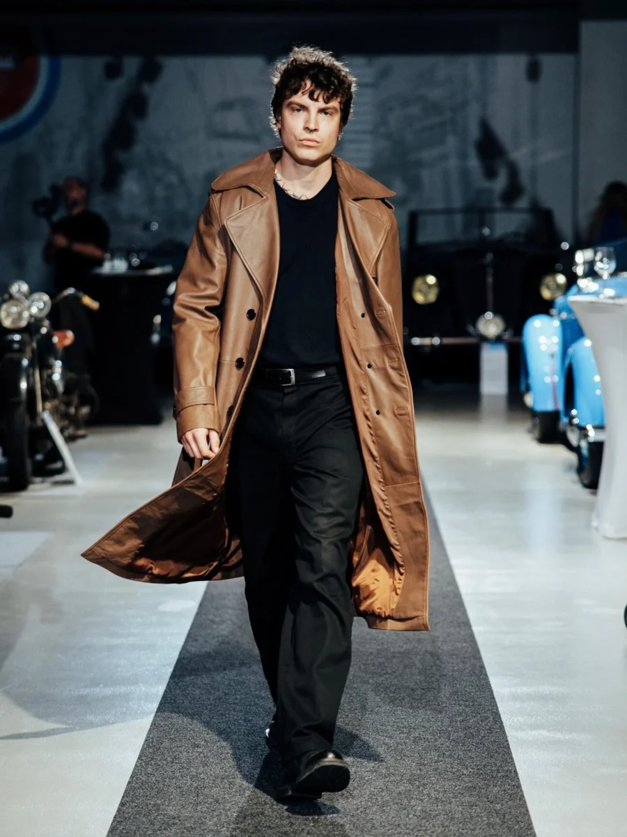 René Beige 2.0 - Dvouřadý kožený kabát beige - Obrázek 4