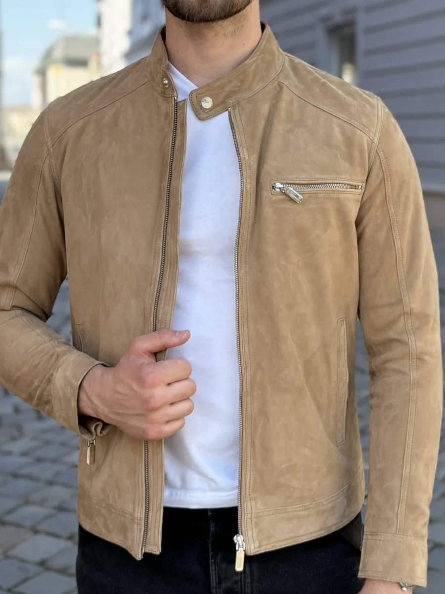Marco Suede Sand – Kožená bunda písečná semiš - Obrázek 2