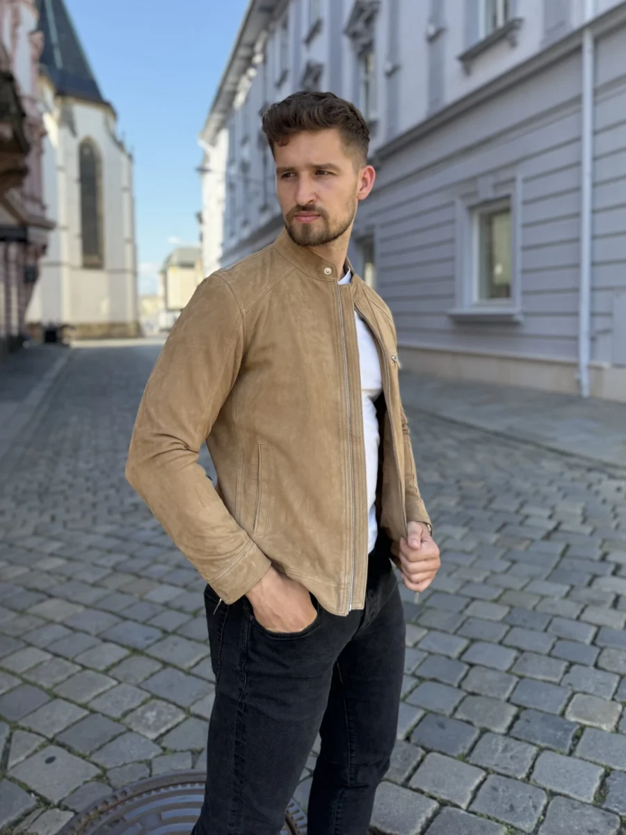 Marco Suede Sand – Kožená bunda písečná semiš - Obrázek 4