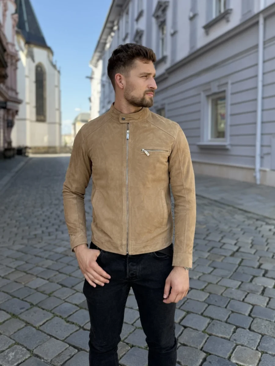 Marco Suede Sand – Kožená bunda písečná semiš - Obrázek 3