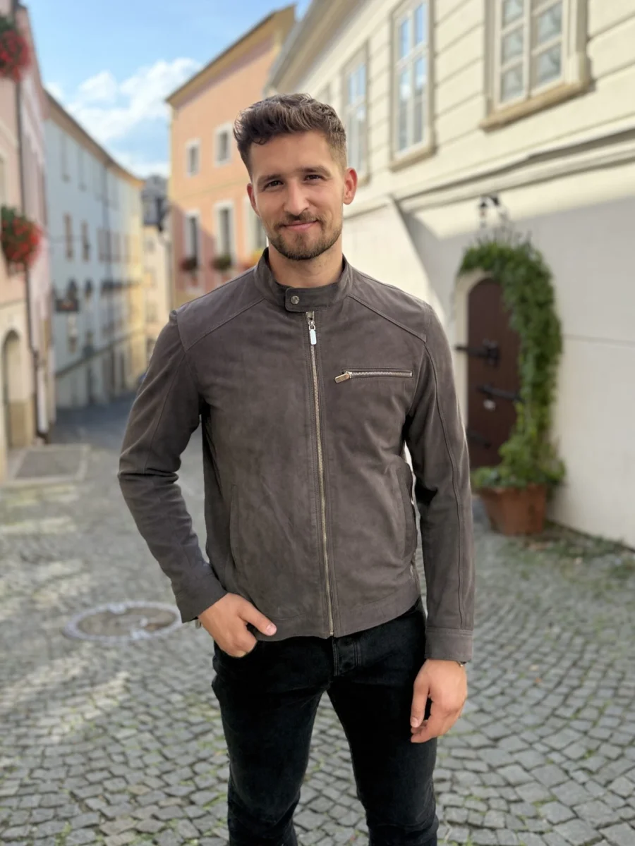 Marco Suede Grey – Kožená bunda šedá semiš - Obrázek 3