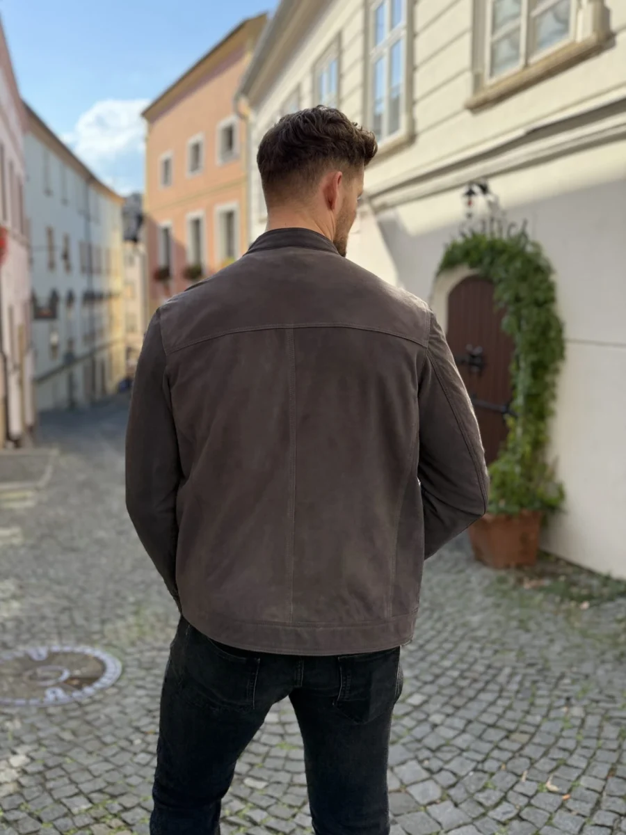 Marco Suede Grey – Kožená bunda šedá semiš - Obrázek 5