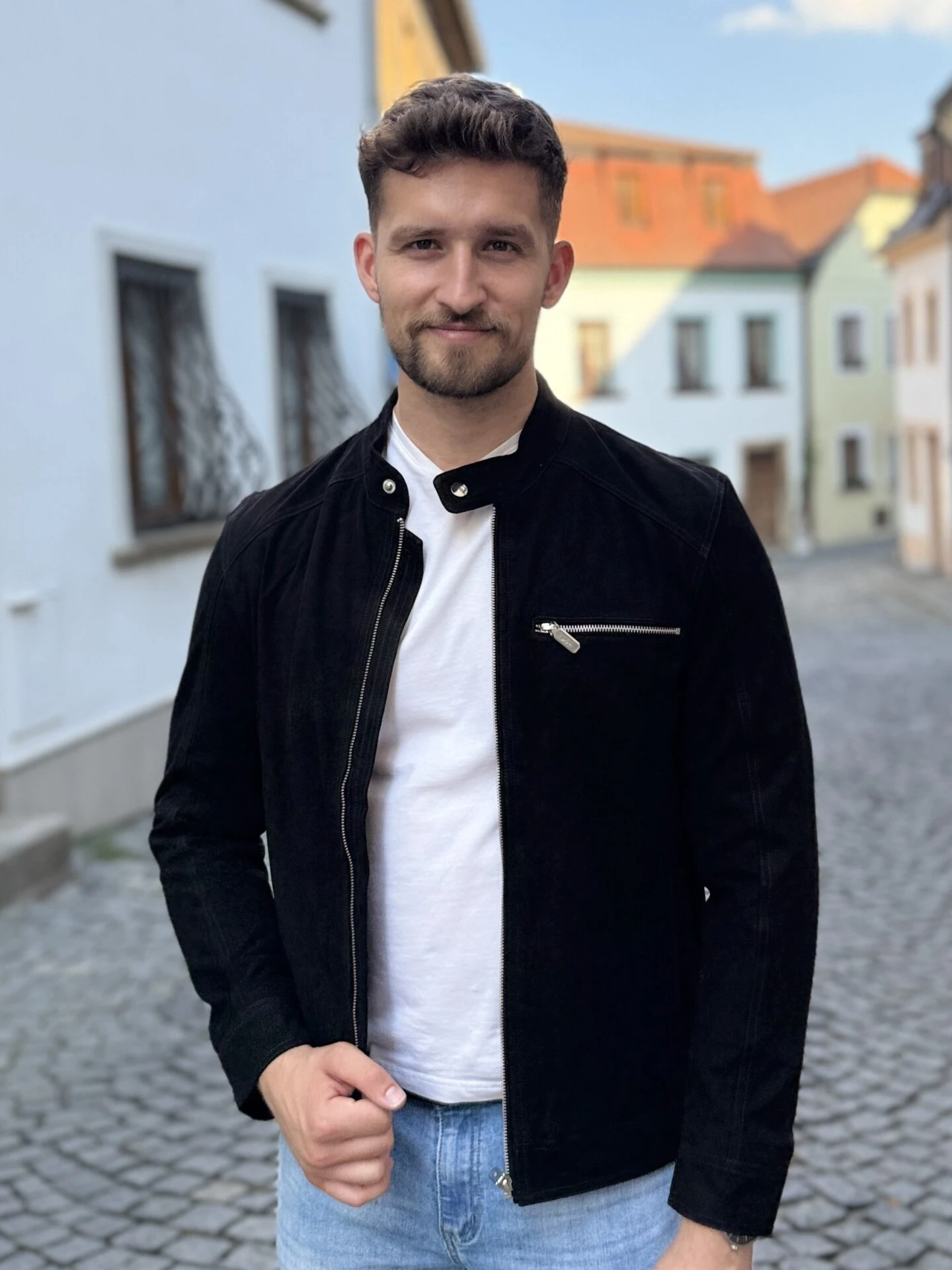 semis 1 Marco Suede Black – Kožená bunda černá semiš