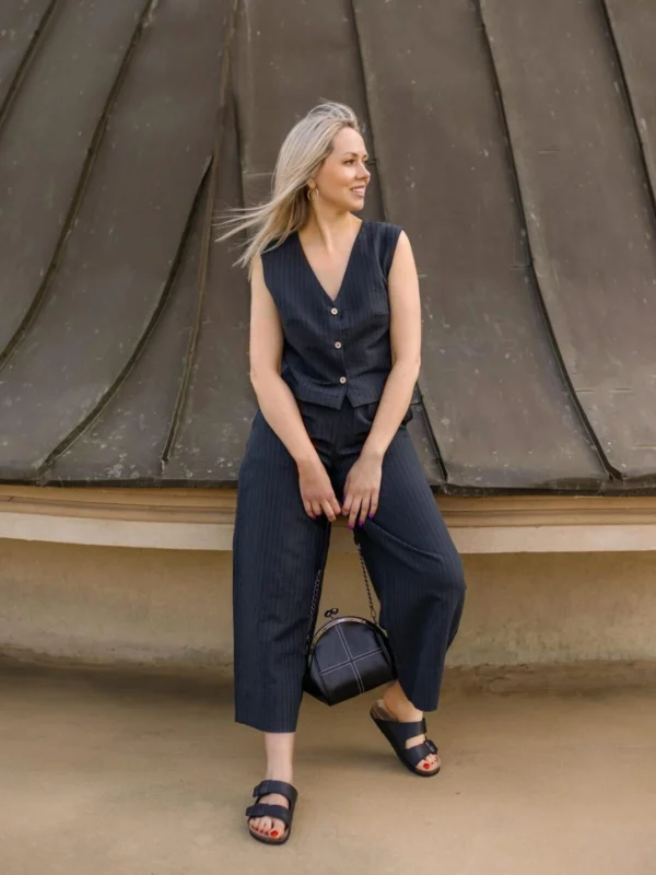 Set Tiffany – dámská lněná vestička a kalhoty