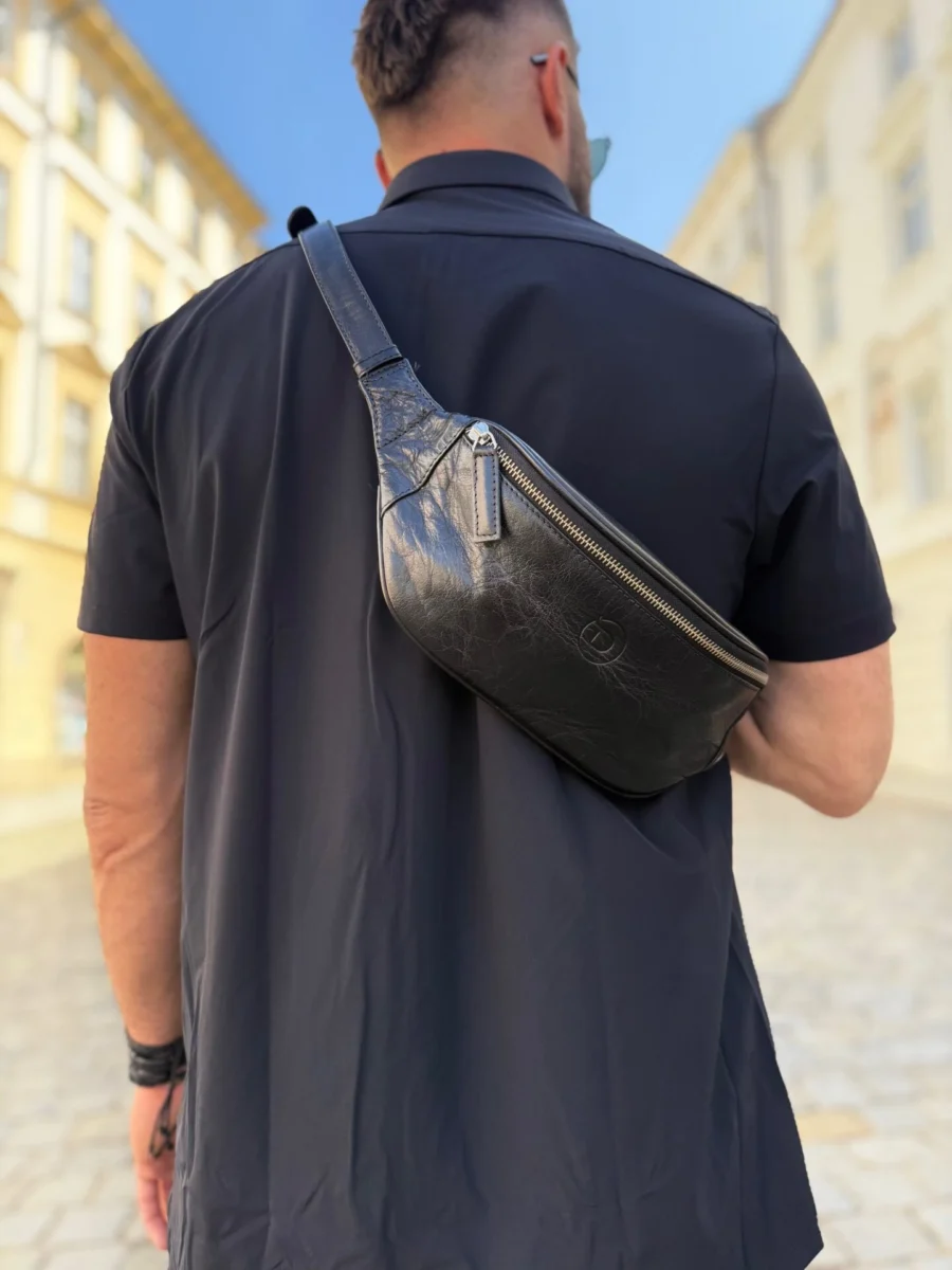 Wallstreet Benjamin Chestbag - kožená ledvinka černá - Obrázek 7