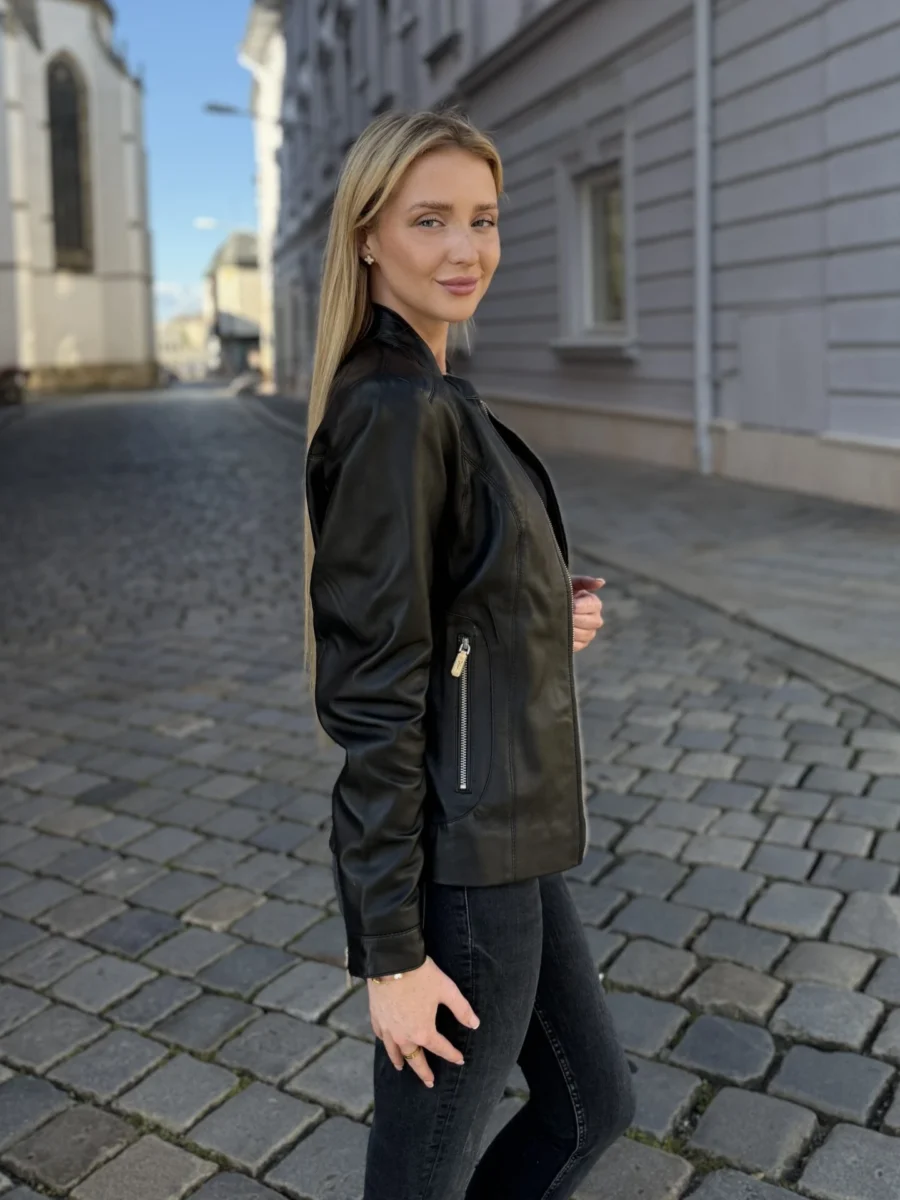 Becca Black – Kožená Bunda Černá - Obrázek 4