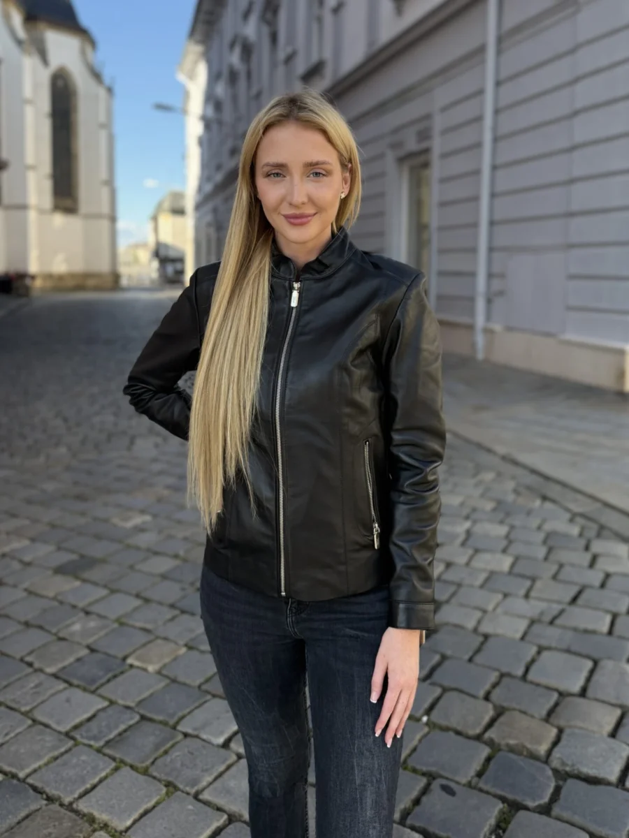 Becca Black – Kožená Bunda Černá - Obrázek 3