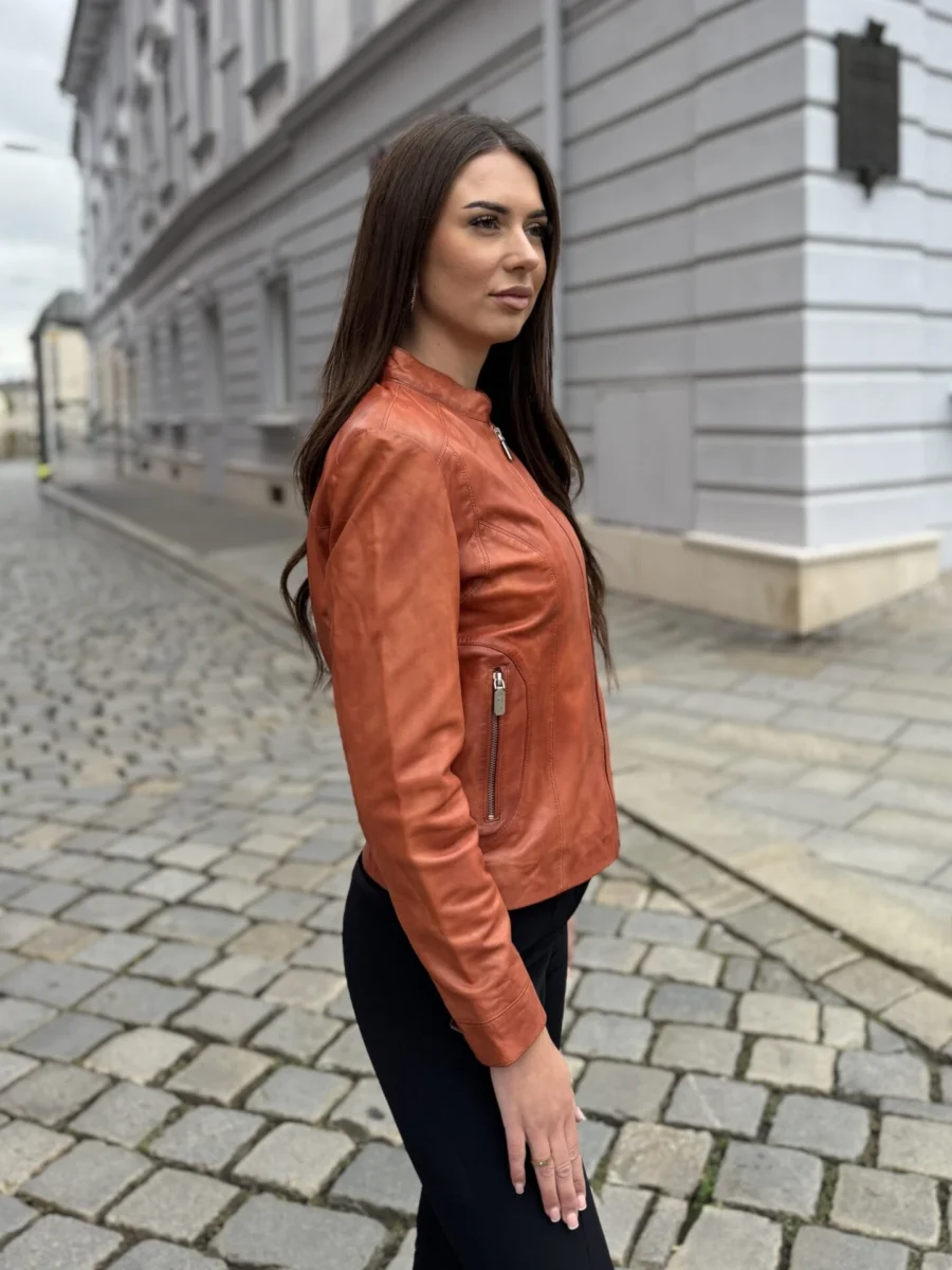Becca Bordeaux 2.0 short – Dámská kožená bunda bordeaux kratší - Obrázek 4