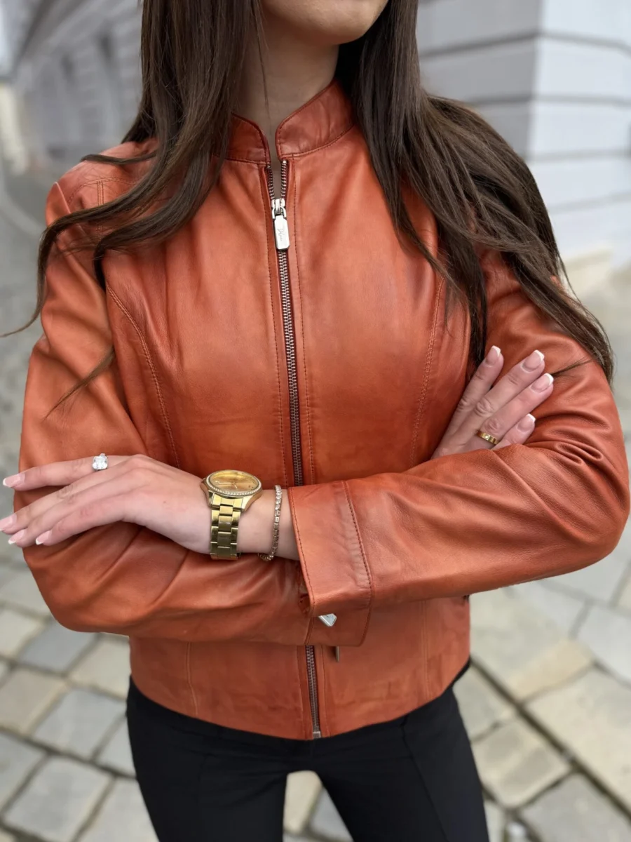 Becca Bordeaux 2.0 short – Dámská kožená bunda bordeaux kratší - Obrázek 5