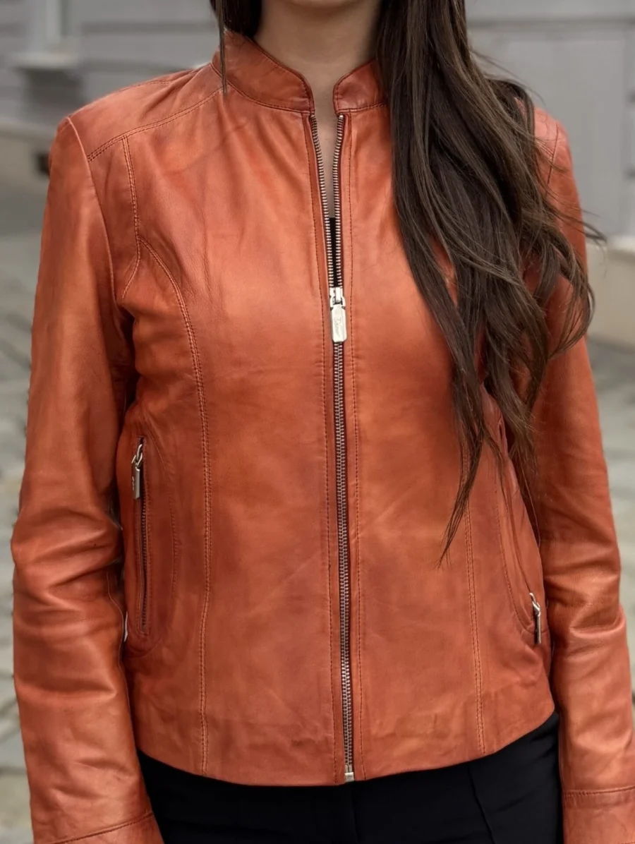 Becca Bordeaux 2.0 short – Dámská kožená bunda bordeaux kratší - Obrázek 2