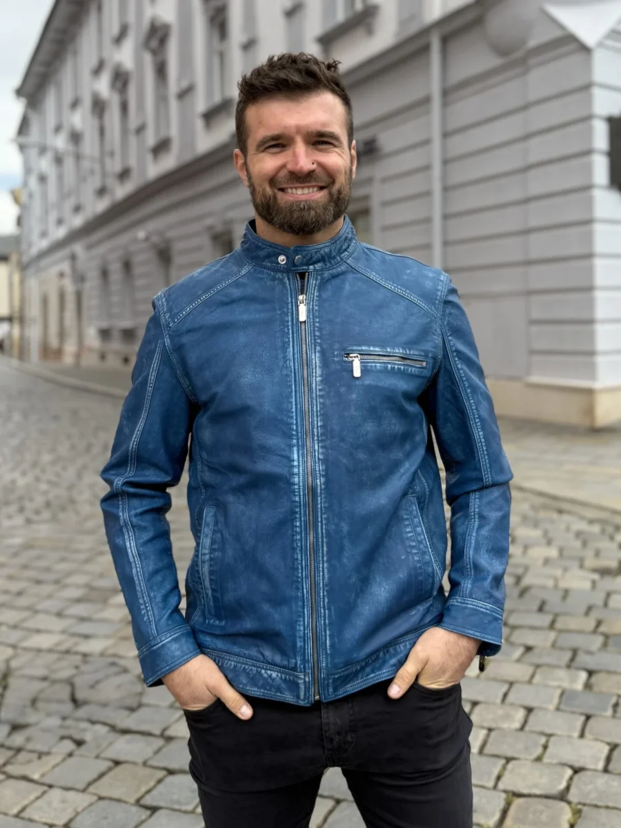 James 007 Blue Denim - Kožená bunda