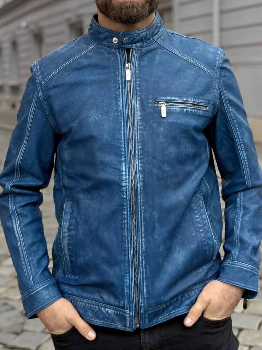 James 007 Blue Denim - Kožená bunda - Obrázek 2