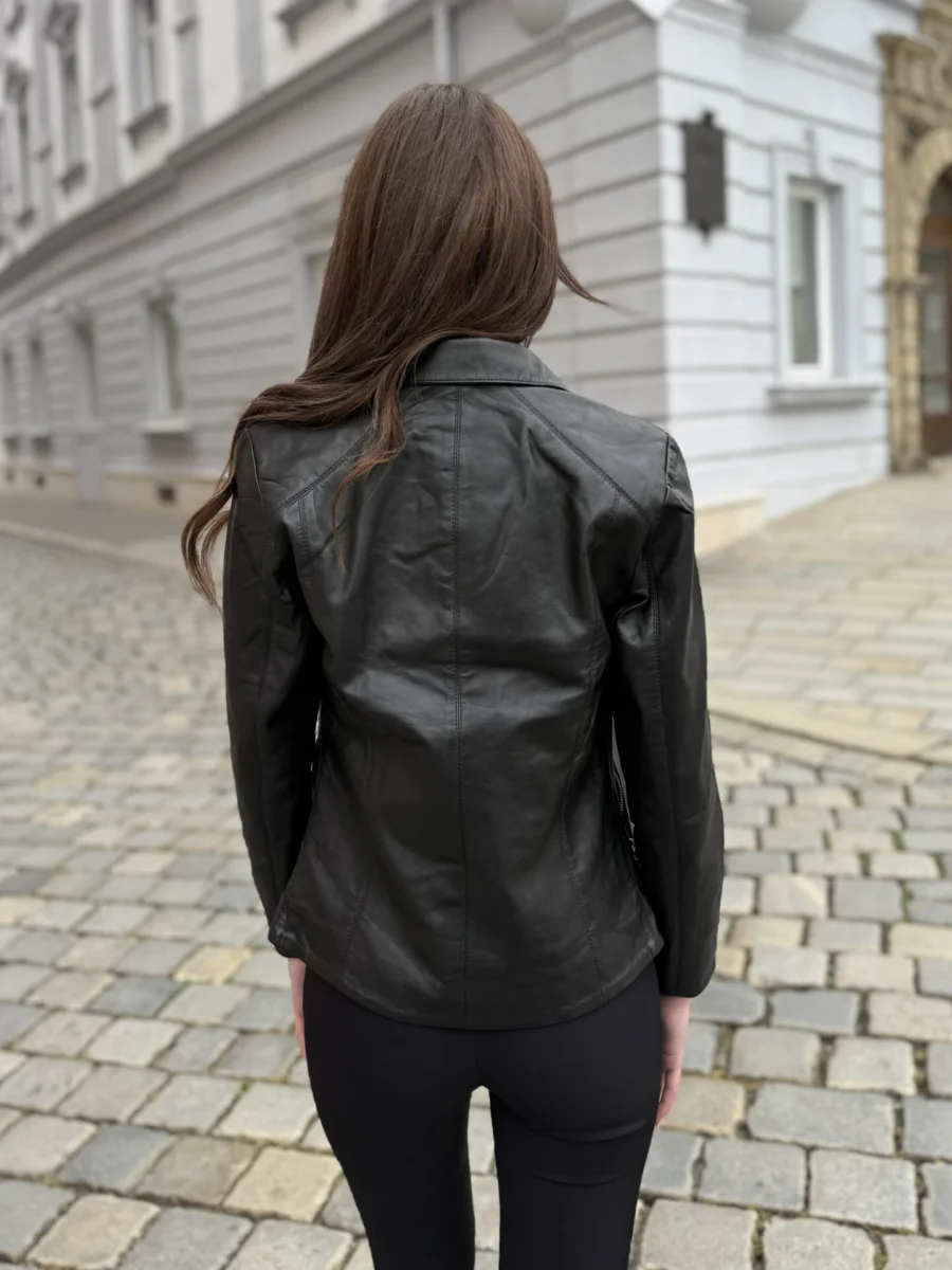 Ester Black – Dámská kožená bunda černá - Obrázek 5