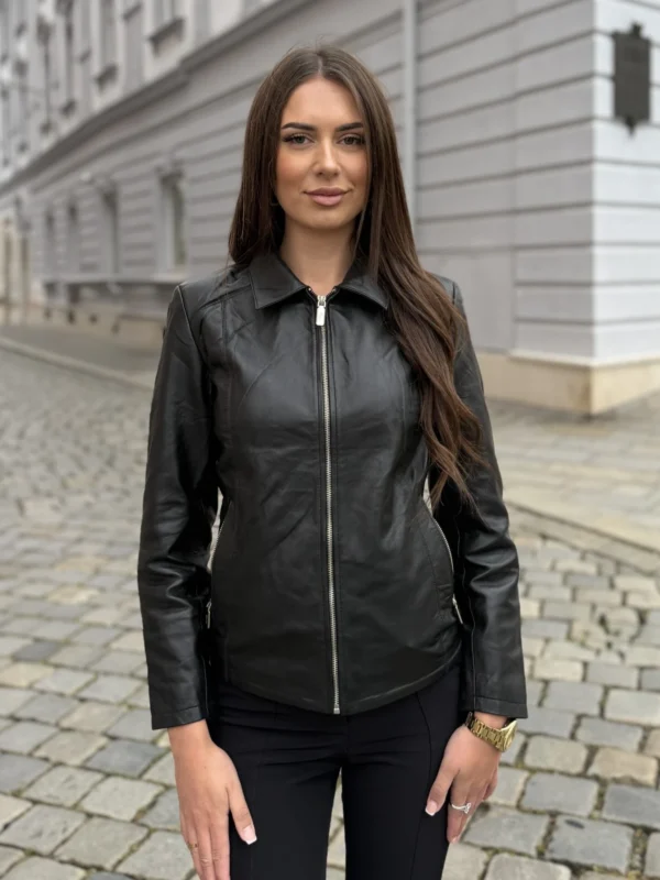 Ester Black – Dámská kožená bunda černá
