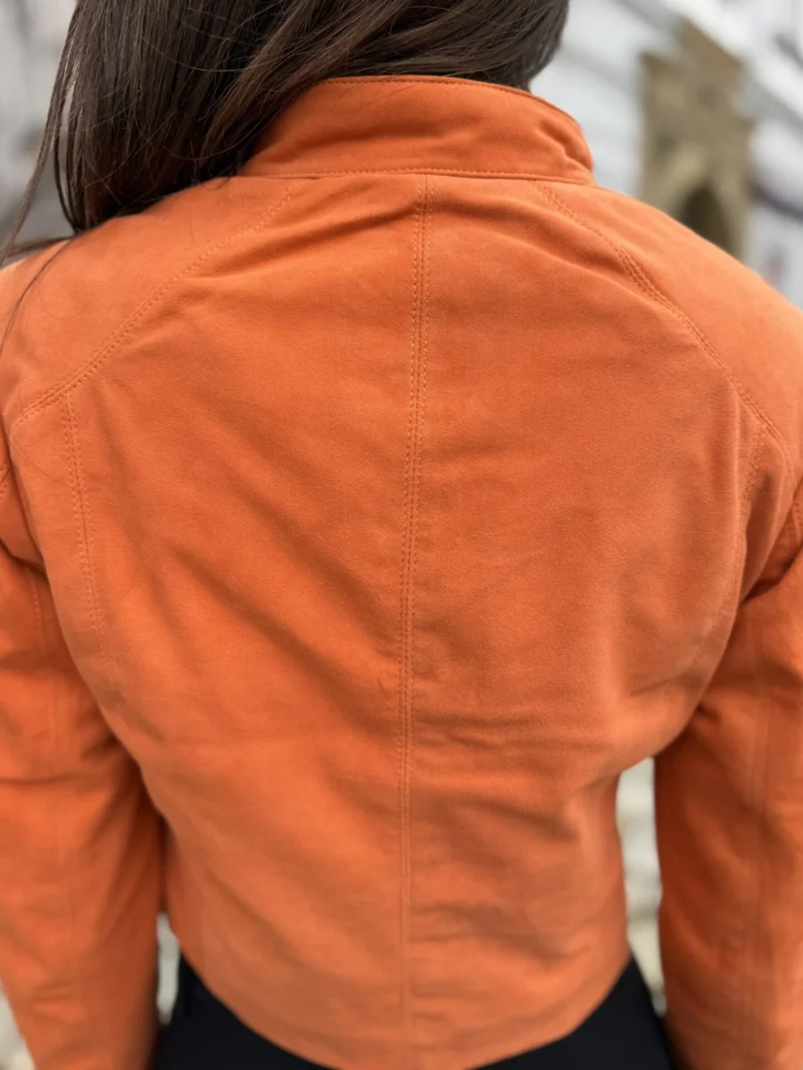 Amelie Orange – Dámská kožená bunda oranžová - Obrázek 7