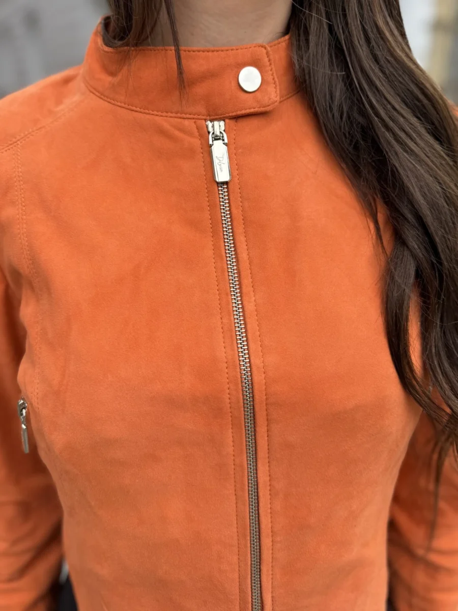 Amelie Orange – Dámská kožená bunda oranžová - Obrázek 6