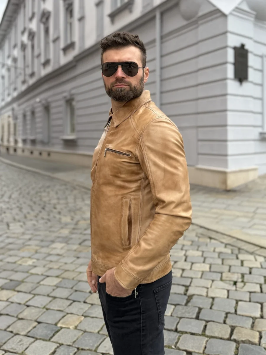 Delon 77 Whisky  – Kožená bunda s límcem whisky - Obrázek 10