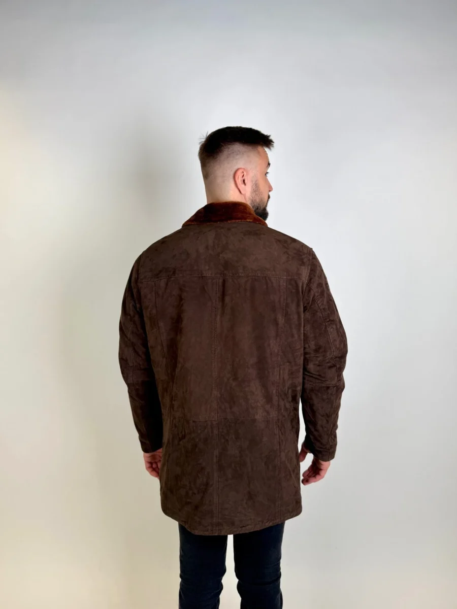 Helsinky Dark Brown 2.0 - Prodloužená kožená bunda s kožešinou - Obrázek 4