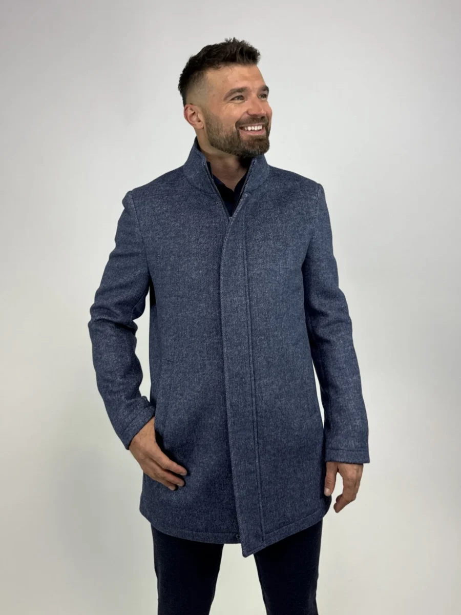 Amsterdam coat - pánský vlněný zateplený kabát světle modrý - Obrázek 3