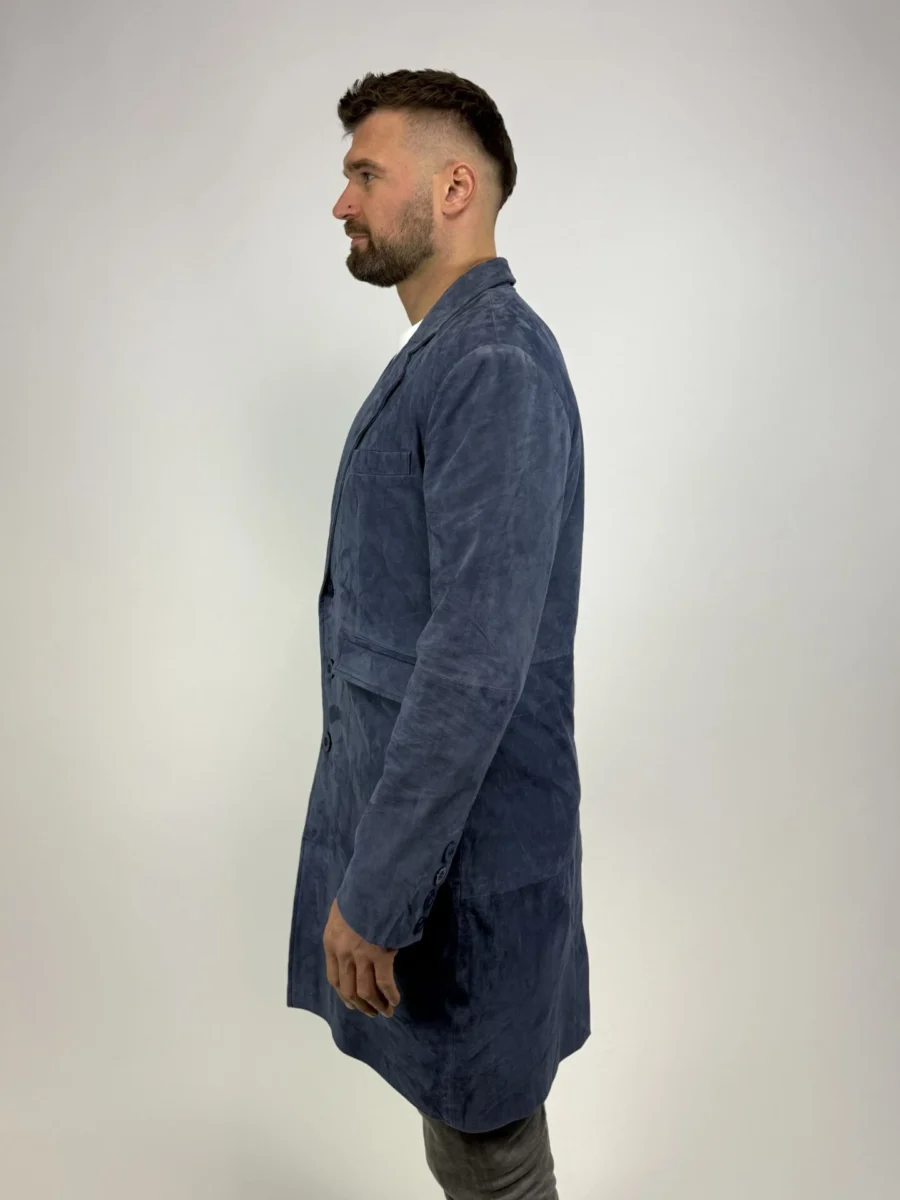 Neo Suede Sky Blue - Kožený semišový kabát - Obrázek 4