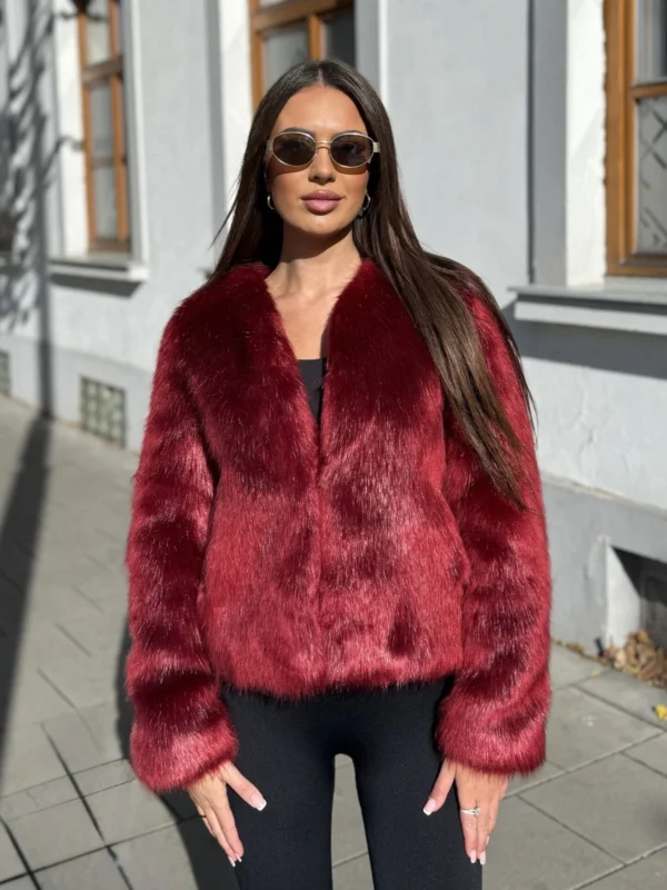 Niki - Kožichová bunda červená