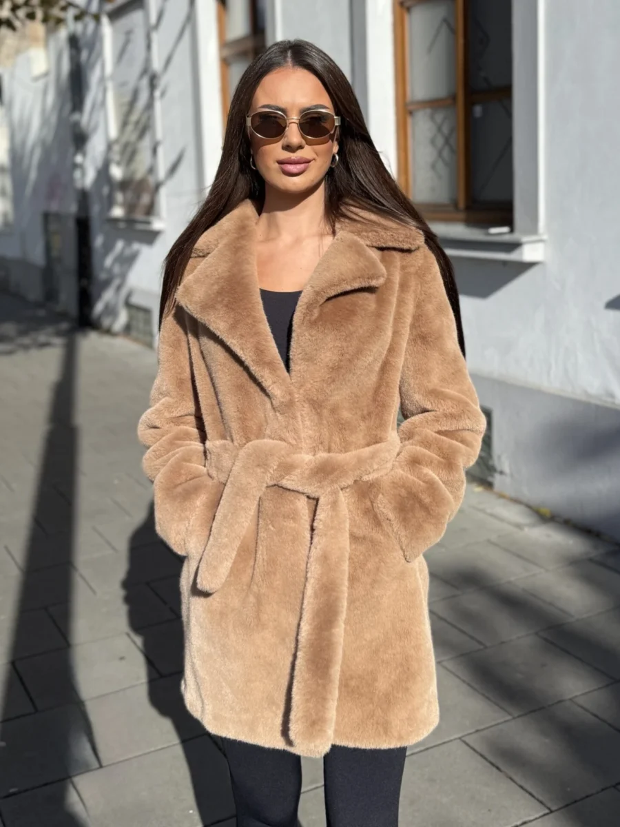 Marika coat- střední kožich hnědá