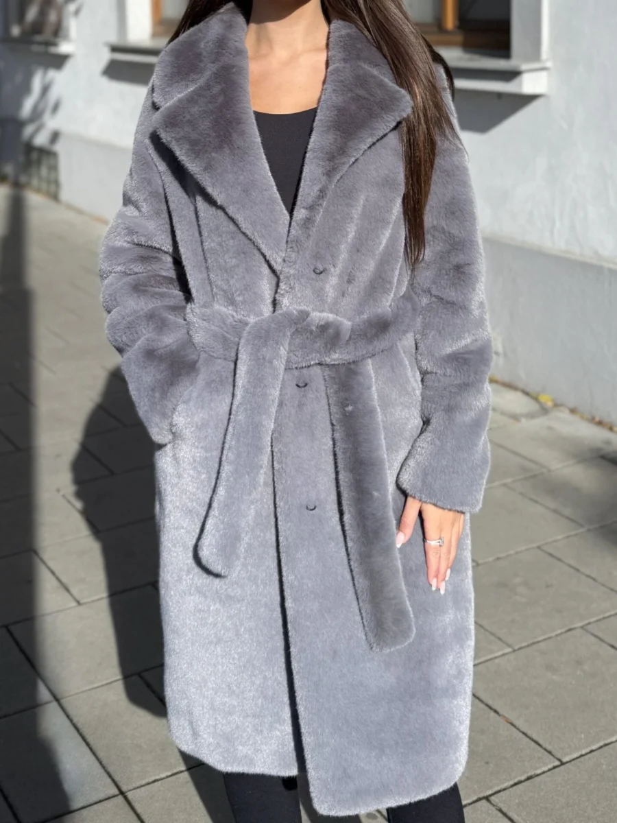 Rachel coat - střední kožich šedá - Obrázek 2