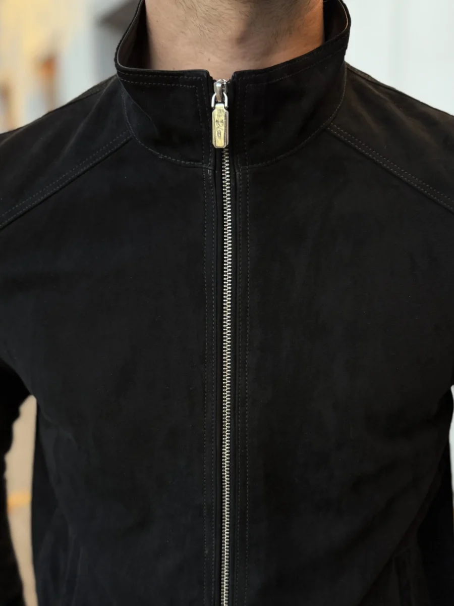 Liverpool Black Suede 2.0 – Pánská kožená bunda semiš černá - Obrázek 6