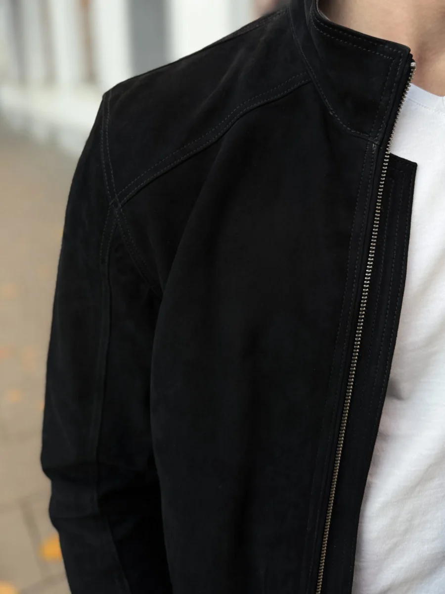Liverpool Black Suede 2.0 – Pánská kožená bunda semiš černá - Obrázek 5