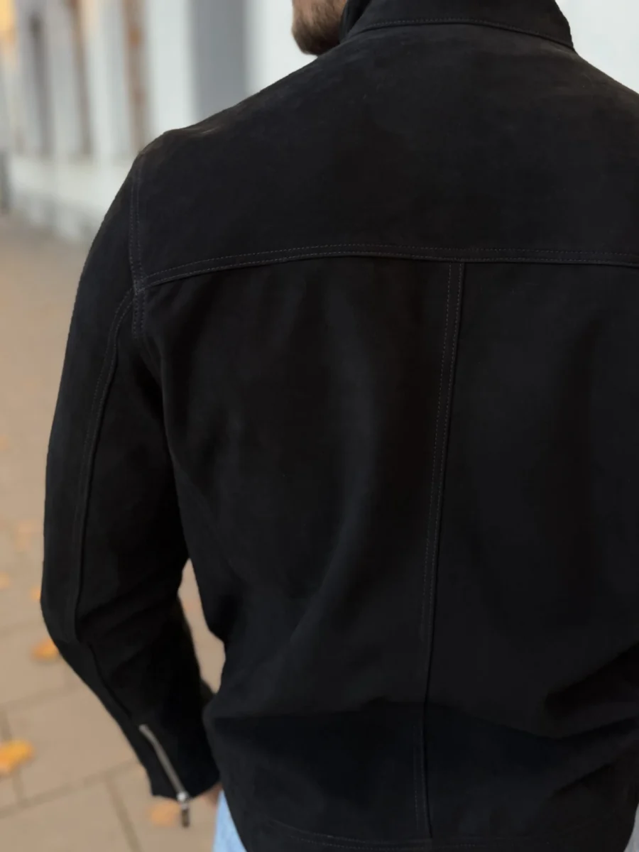 Liverpool Black Suede 2.0 – Pánská kožená bunda semiš černá - Obrázek 8