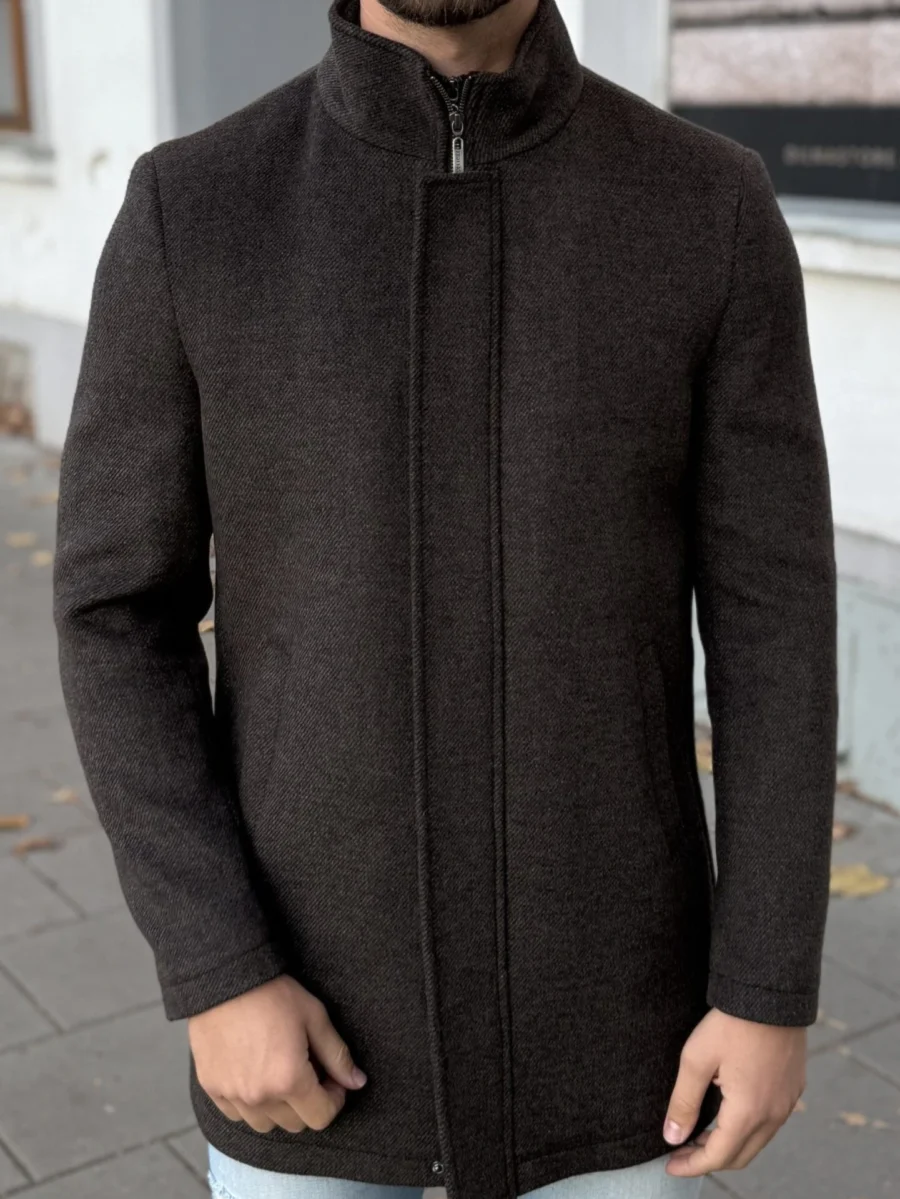 Amsterdam coat - pánský vlněný zateplený kabát hnědý - Obrázek 2