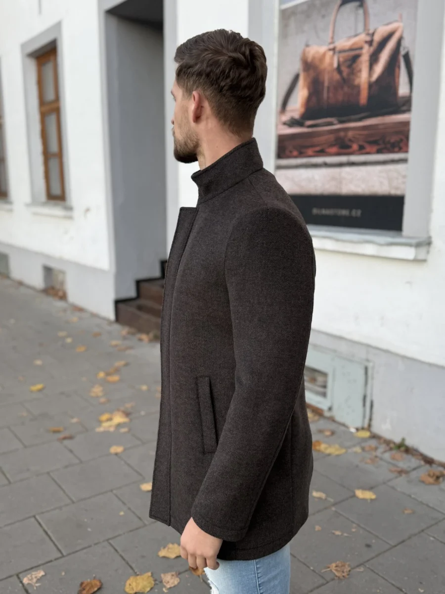 Amsterdam coat - pánský vlněný zateplený kabát hnědý - Obrázek 4